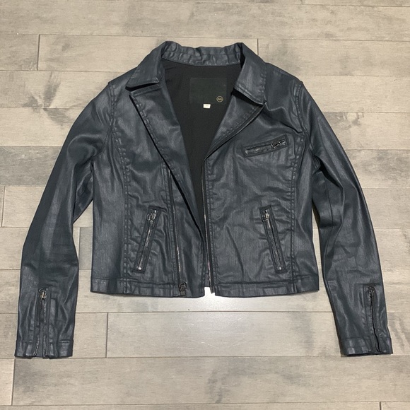 AG Adriano Goldschmied Biker Motorcycle Coated Jacket - Blackslick - Medium - Picture 7 of 12